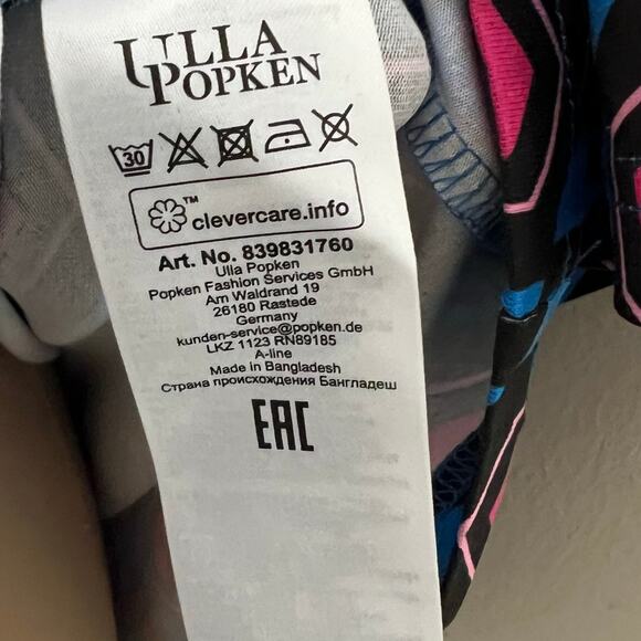 Ulla Popken Top 24/26 Womens Geometric Split Neck Cotton Blend Short Sleeve New - Picture 8 of 10